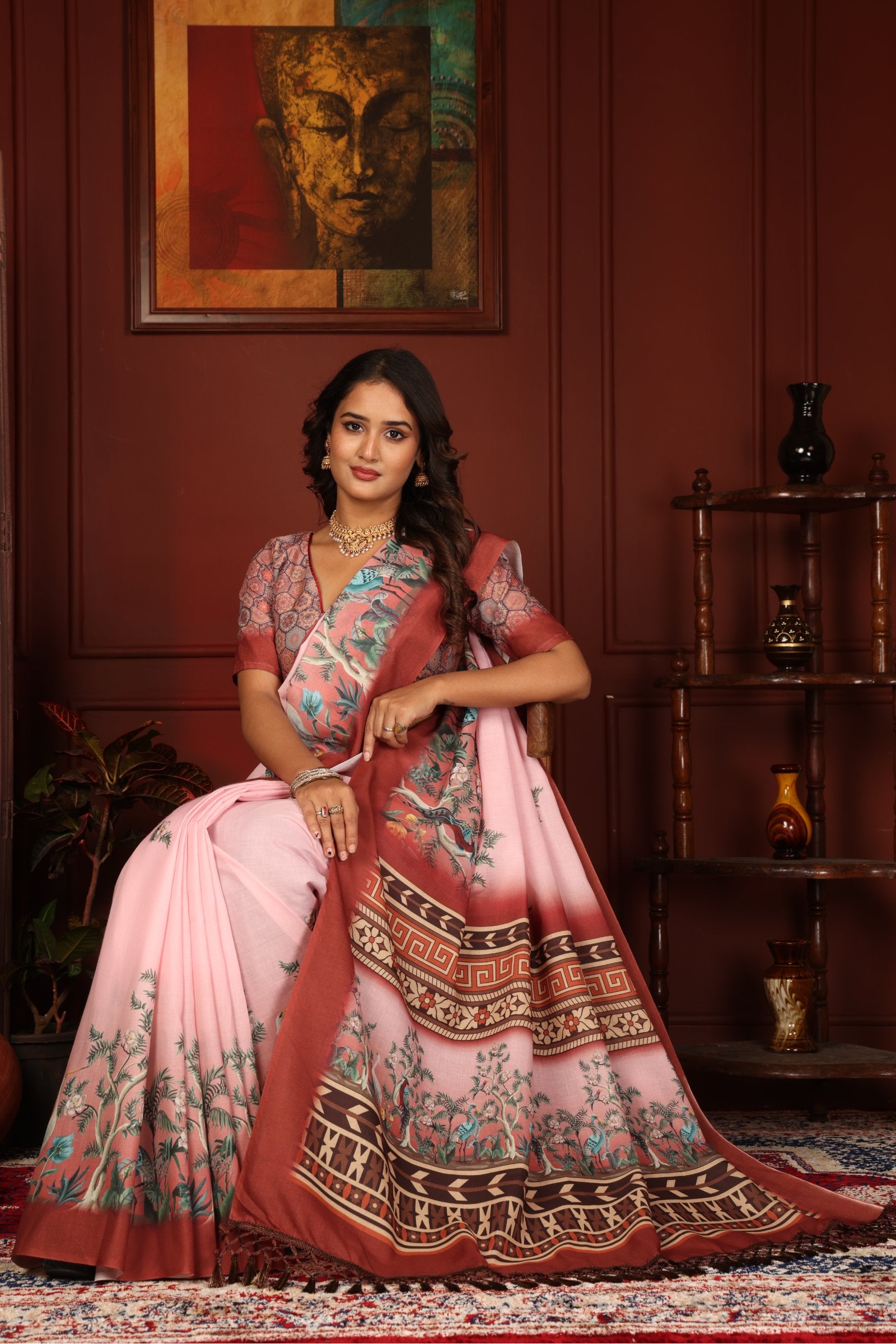 Ahalya — Blush of Grace Heritage Mull Cotton Saree