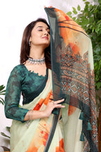 Arunika — Blossom Print Viscose Organza Saree