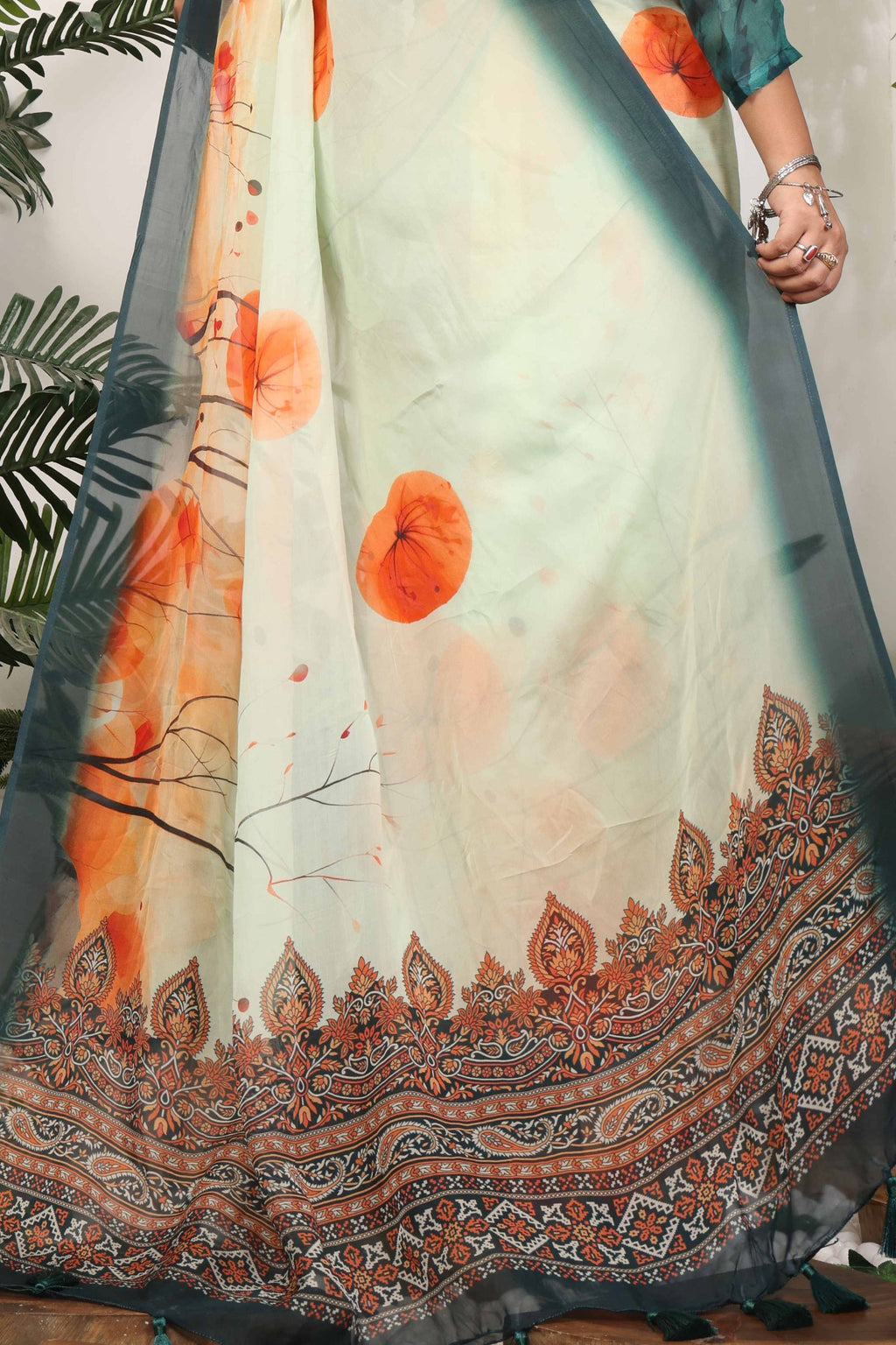 Arunika — Blossom Print Viscose Organza Saree