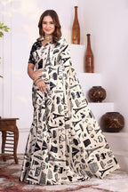 Avanti — Urban City Mono Satin Silk Printed Saree