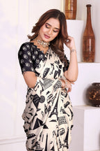 Avanti — Urban City Mono Satin Silk Printed Saree