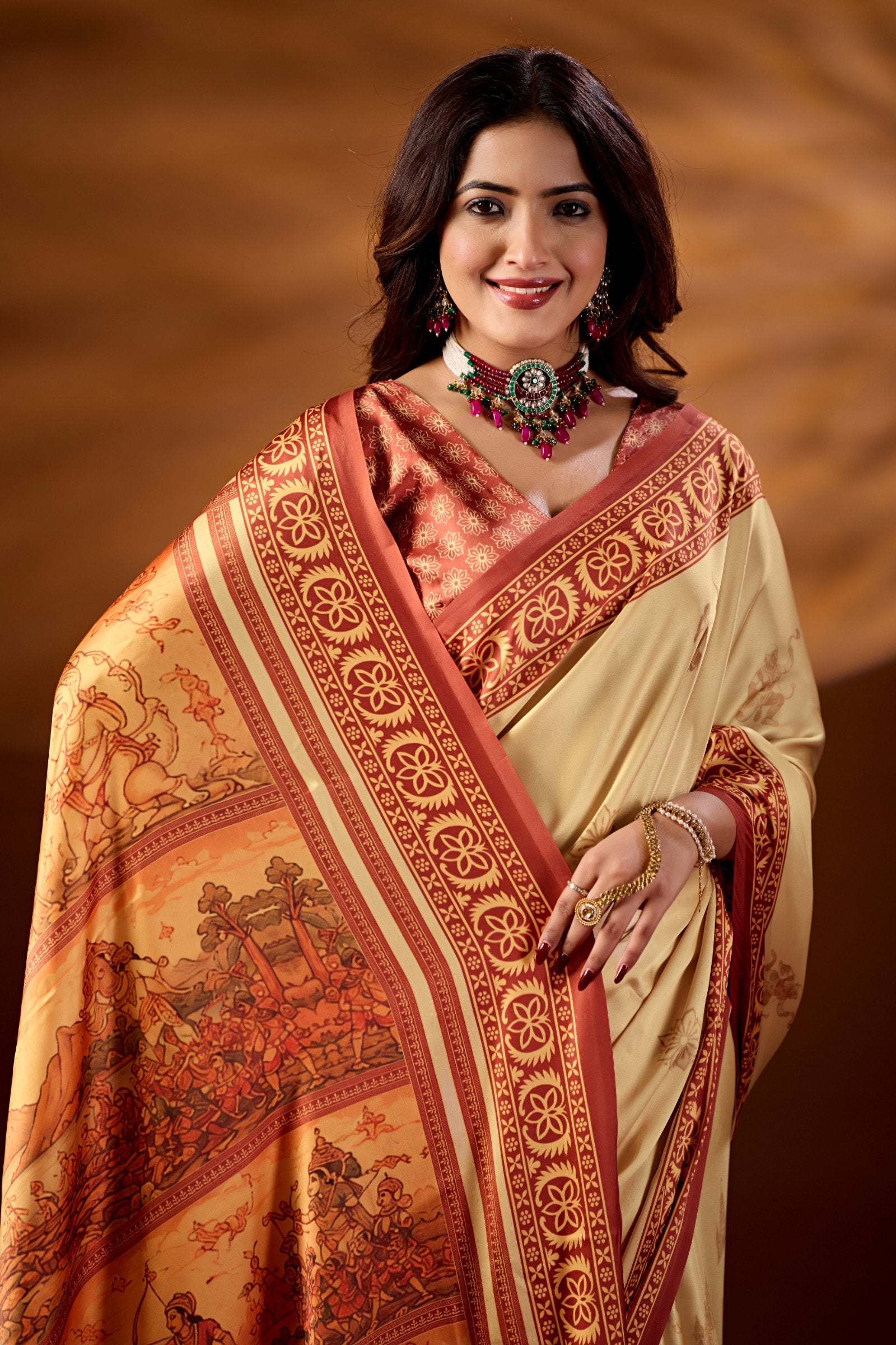 Raghupuri — Ramayan Heritage Japan Satin Saree