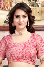 Aarohi — Blush Bloom Floral Liva Crepe Saree