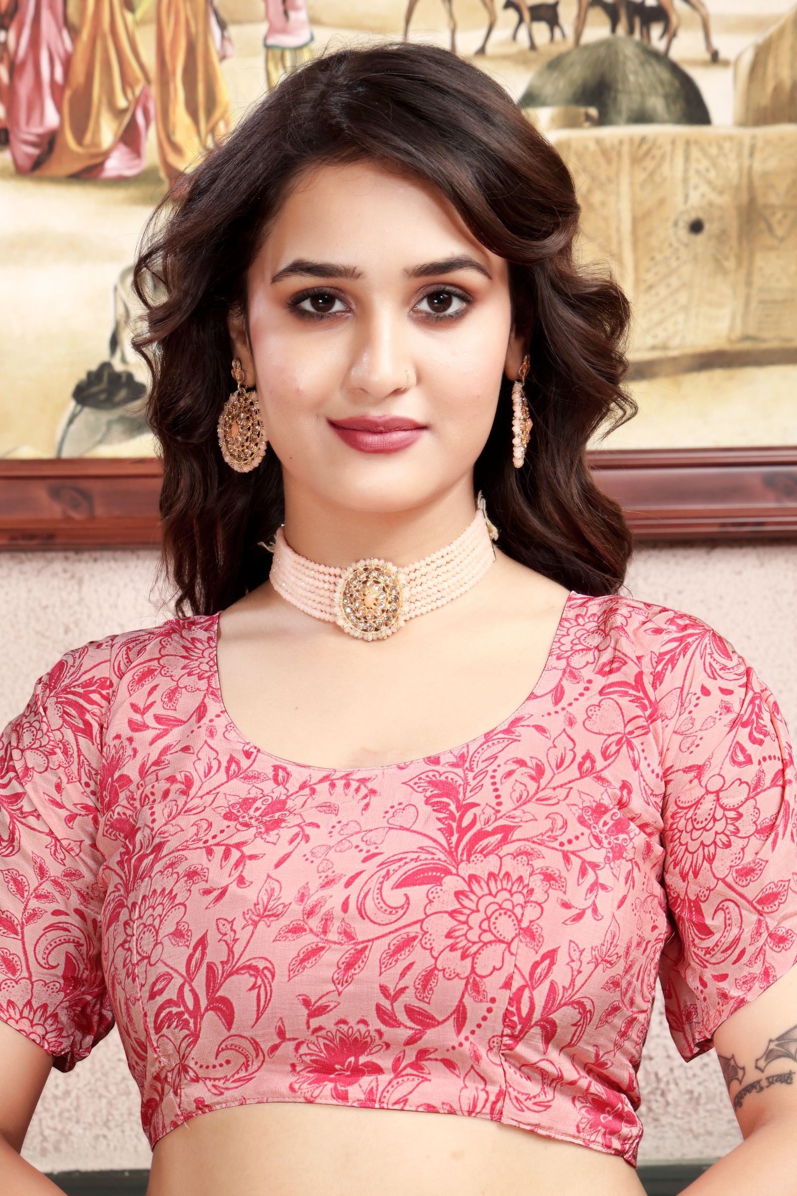 Aarohi — Blush Bloom Floral Liva Crepe Saree