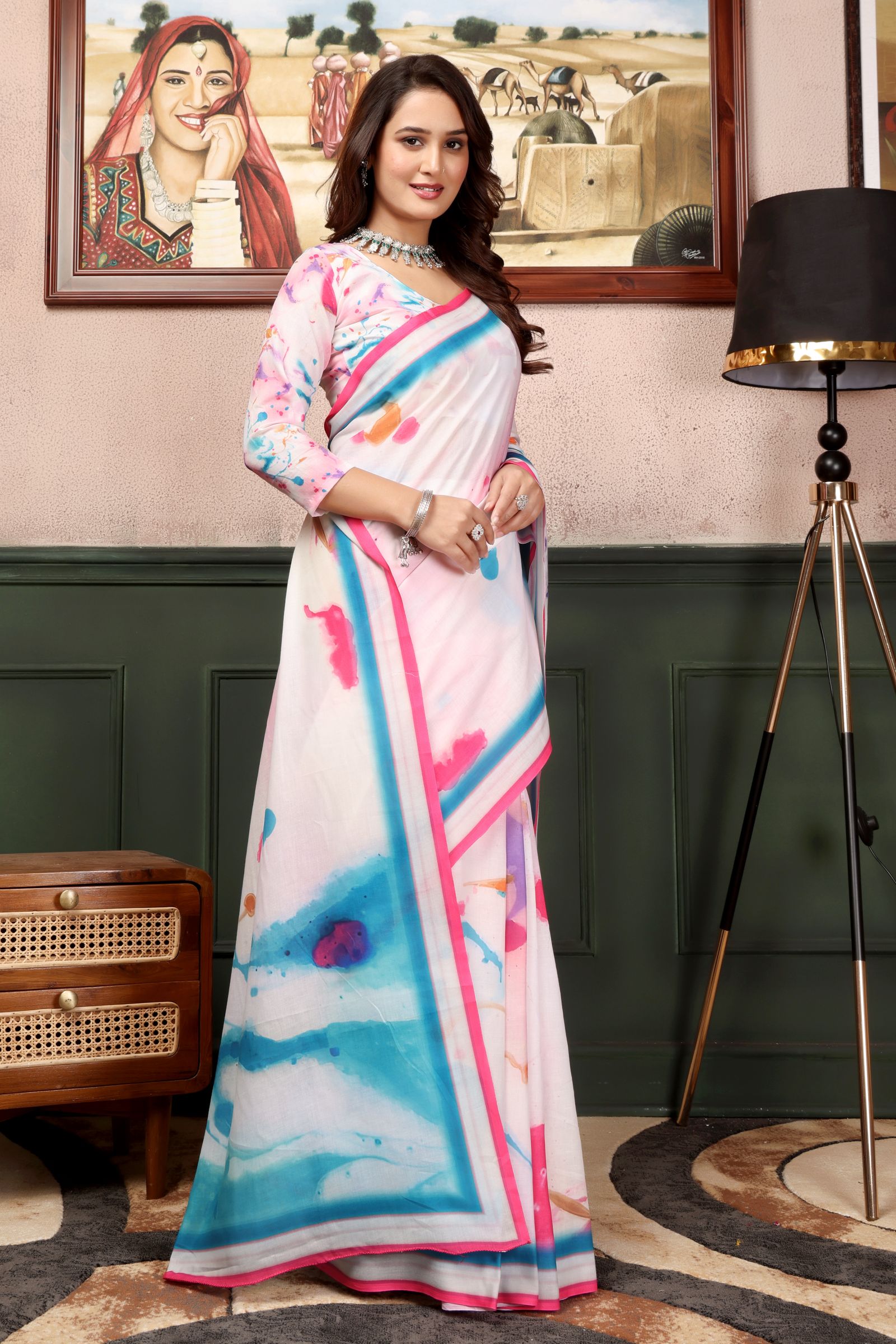 Chitralekha — Color Bloom Festive Mull Cotton Saree