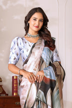 Devanshi — Divine Leaf Whisper Satin Silk Saree
