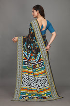 Rangini — Bright Cultural Motif Dark Blue Saree
