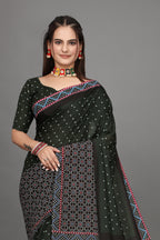 Chitrangi — Dark Green Bandhani Pattern Saree