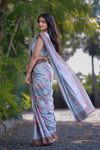 Suman — Pastel Floral Print Saree in Gray