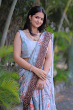 Suman — Pastel Floral Print Saree in Gray