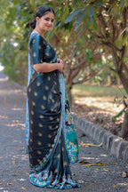 Shyama — Artistic Motif Dark Green Silk Saree