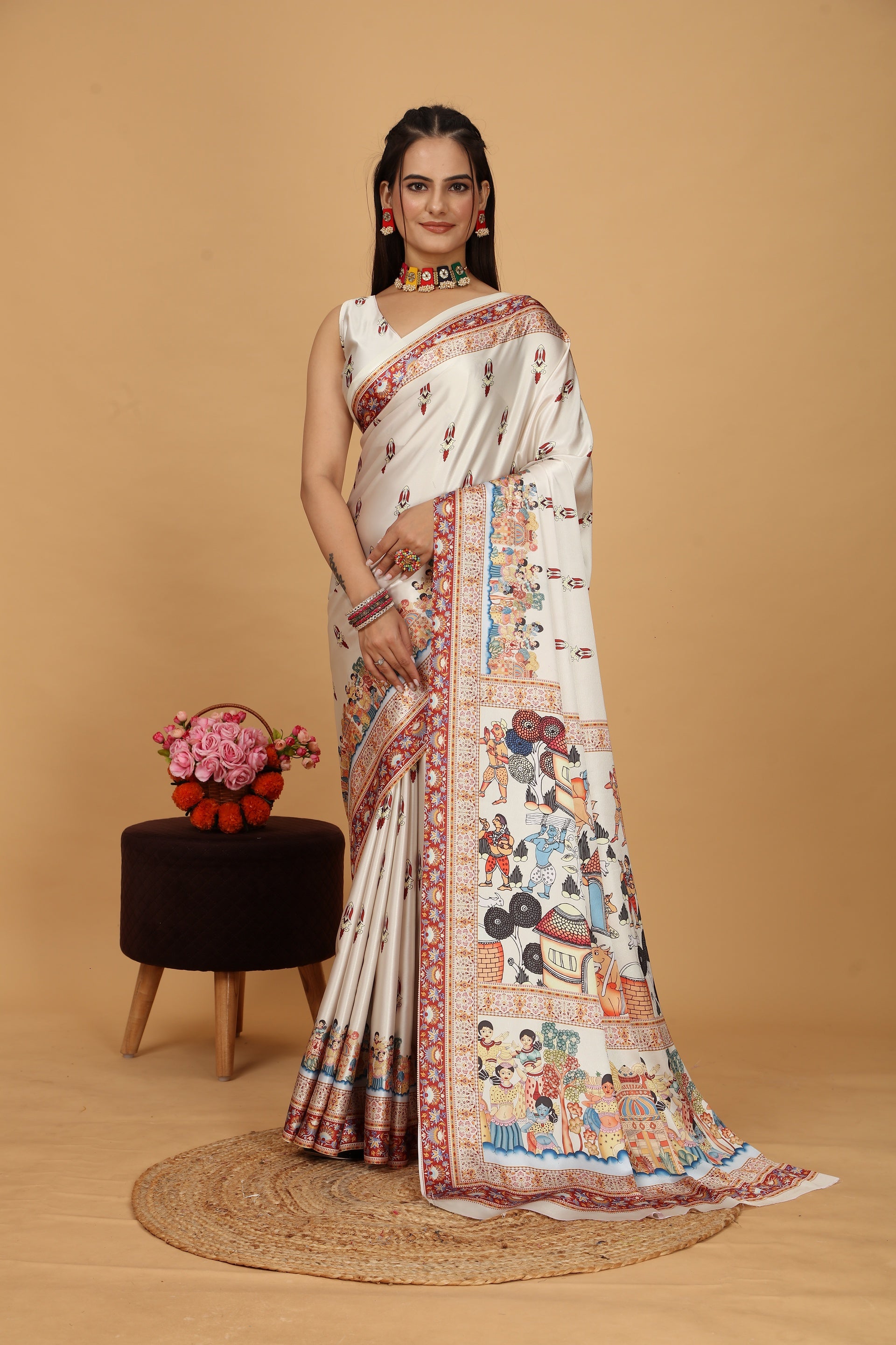 Bollywood Style Pithora Pattern Light Yellow Saree - Pativrata