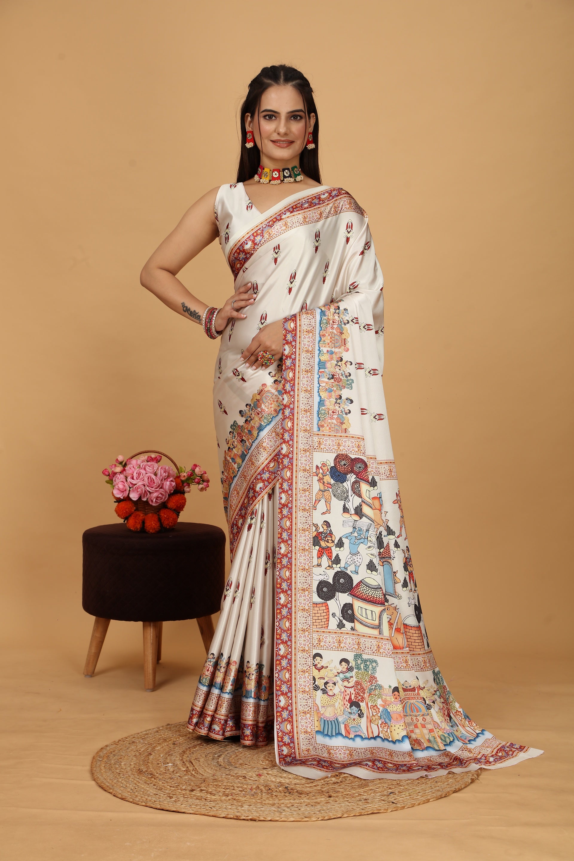 Bollywood Style Pithora Pattern Light Yellow Saree - Pativrata