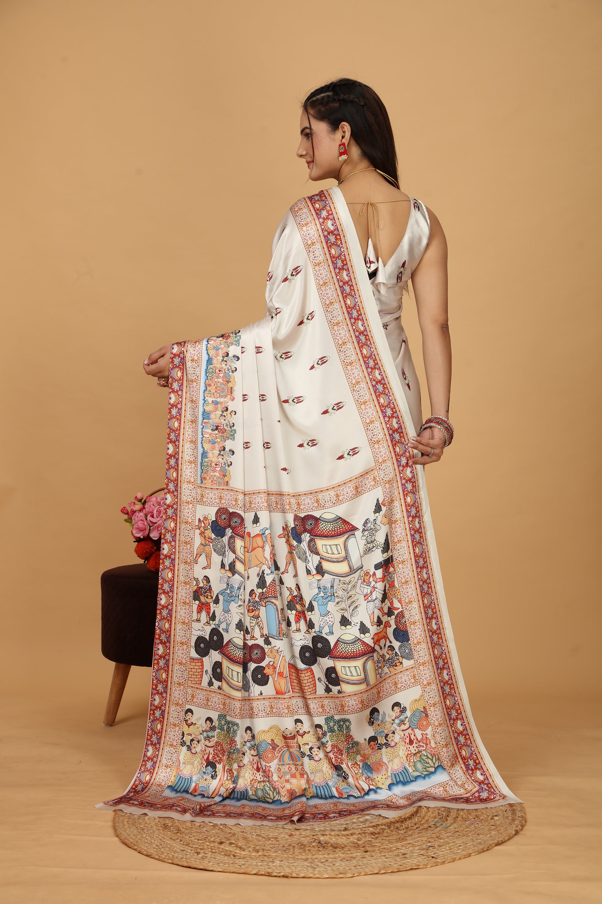 Bollywood Style Pithora Pattern Light Yellow Saree - Pativrata