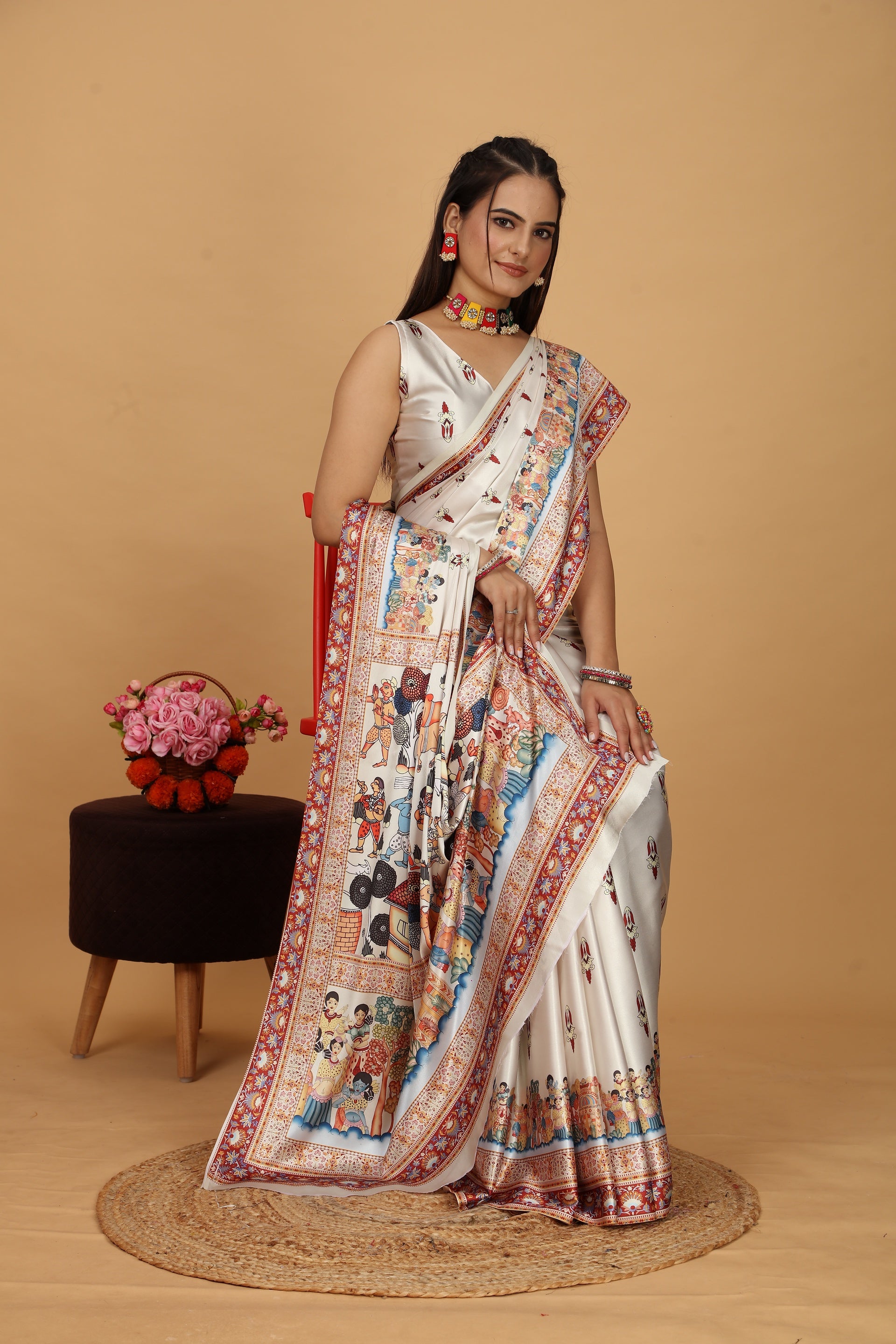 Bollywood Style Pithora Pattern Light Yellow Saree - Pativrata