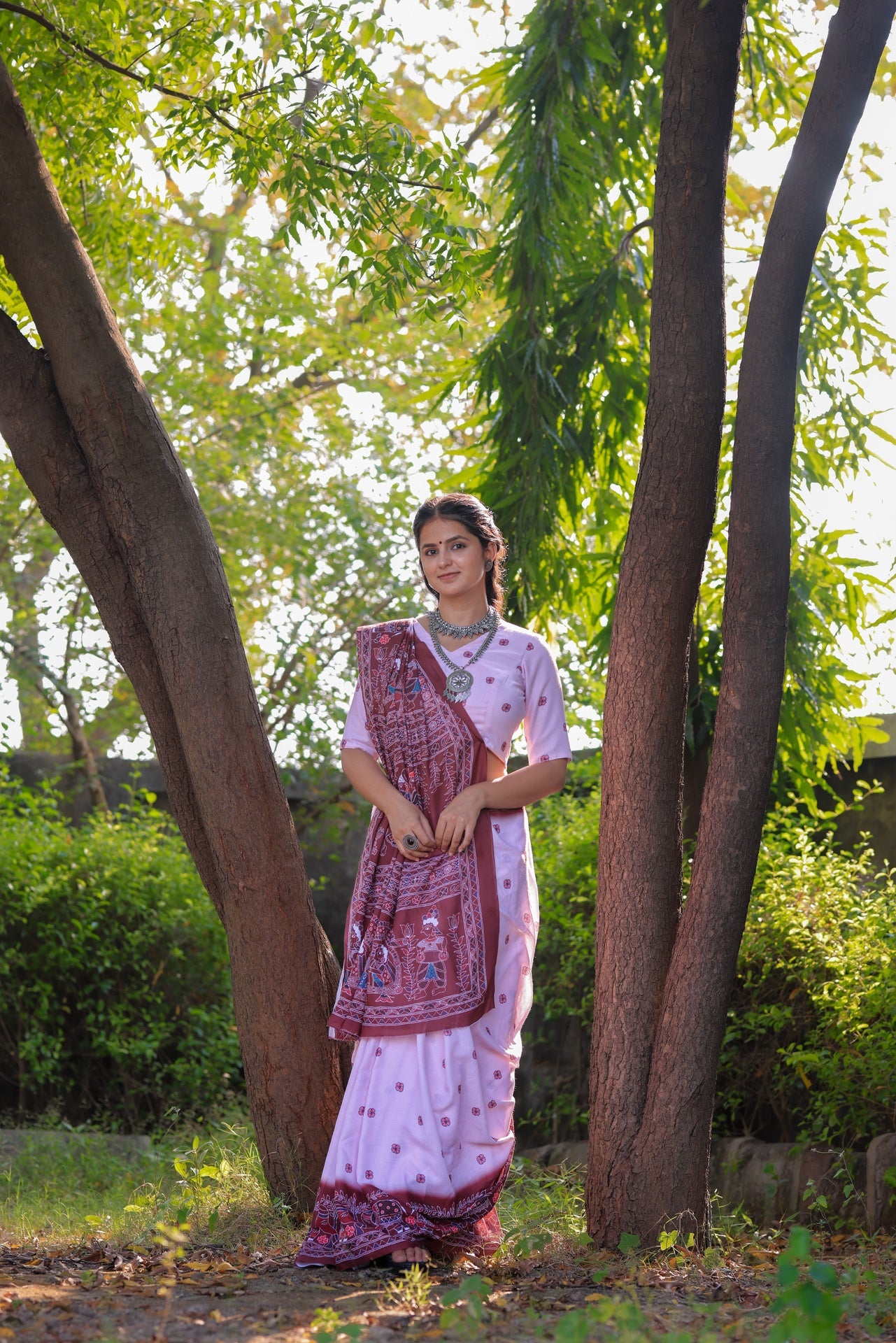 Tribal Style Traditional Rani - Pink Saree