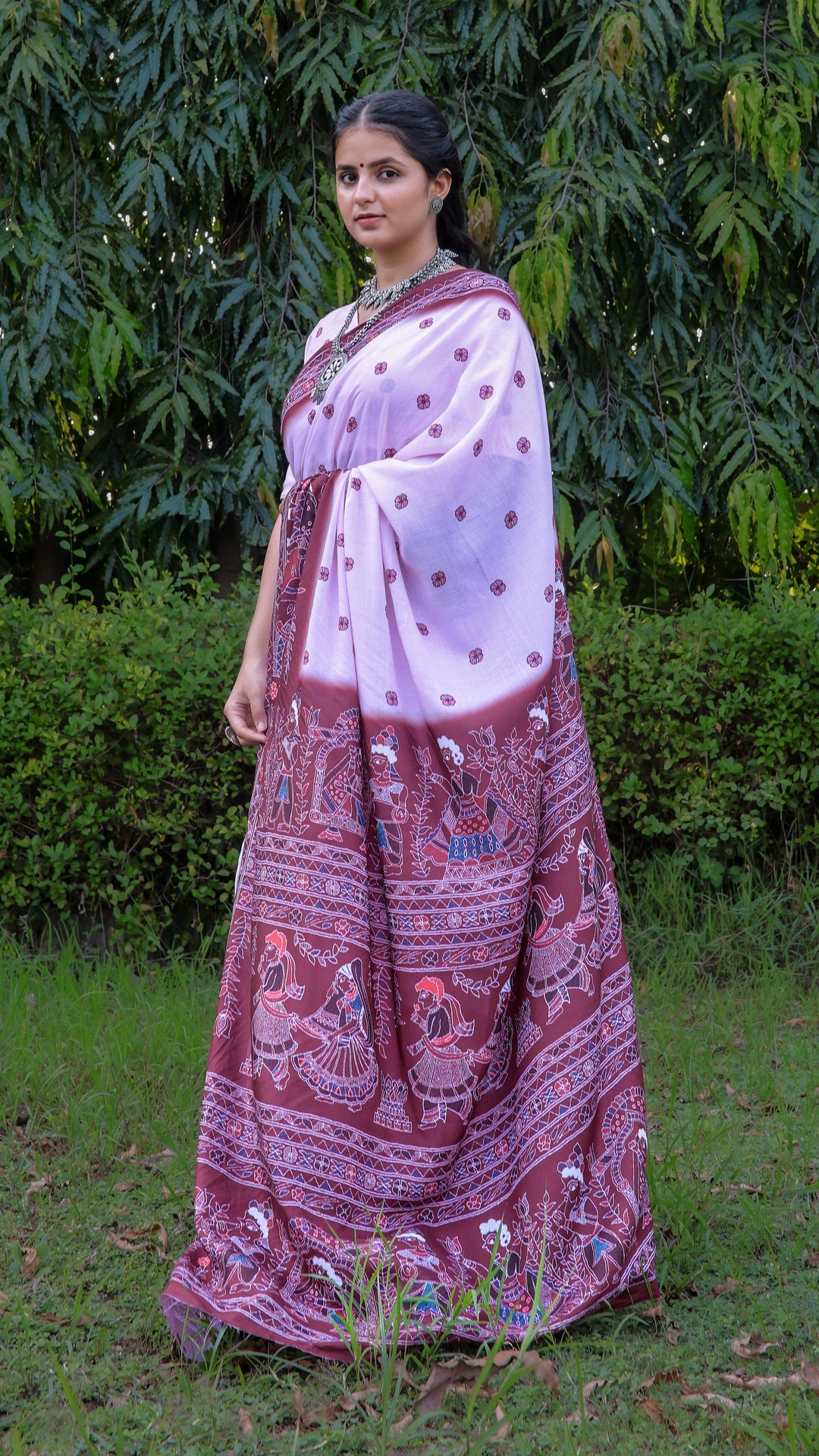 Tribal Style Traditional Rani - Pink Saree