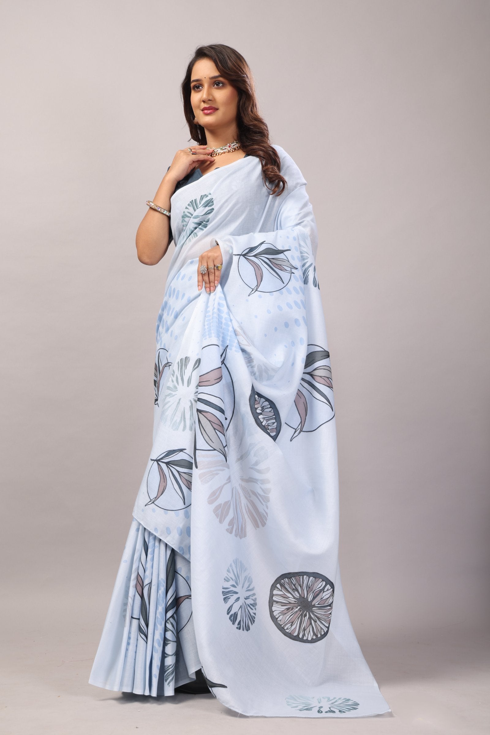 Indulekha — Breeze Floral Mull Cotton Saree