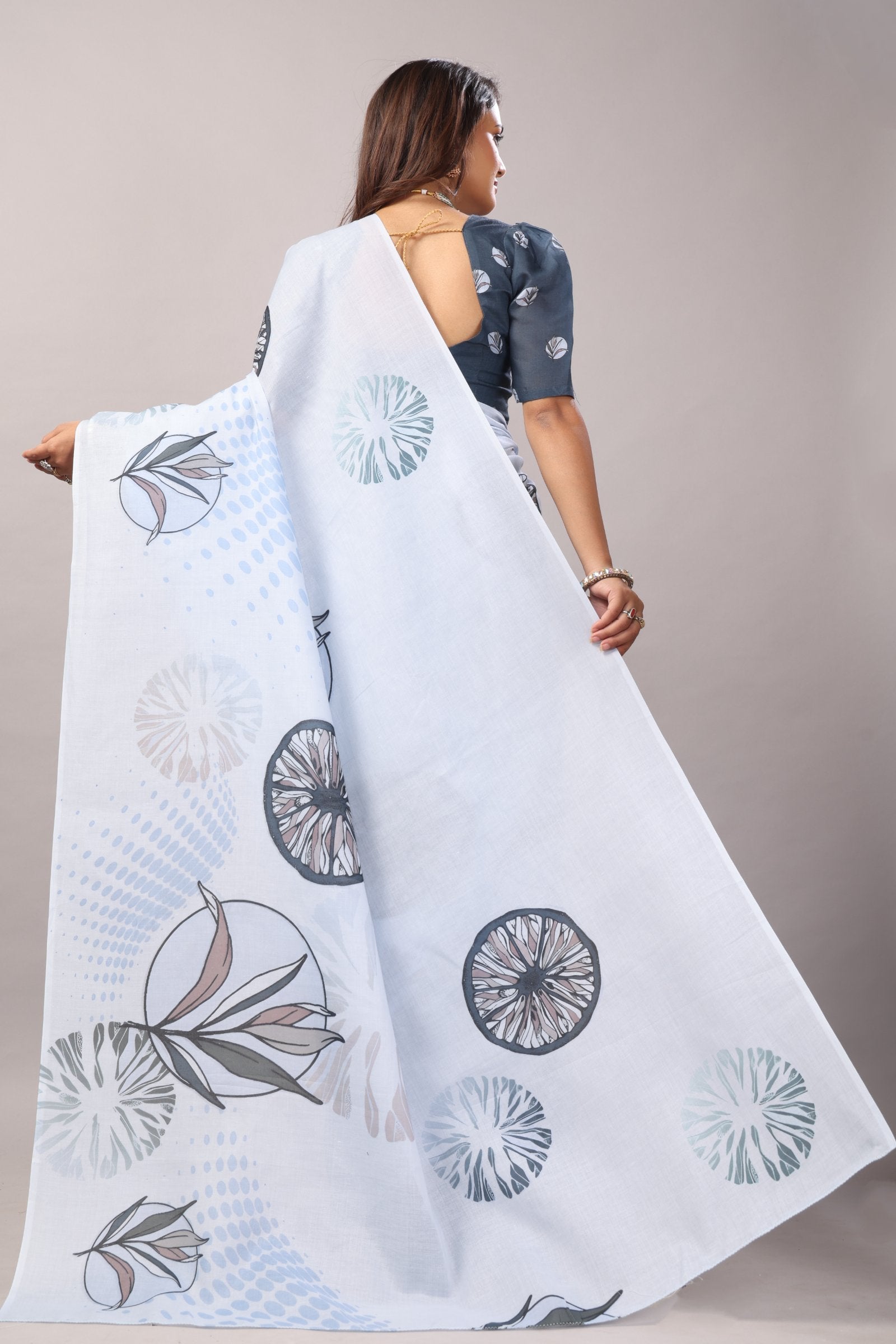 Indulekha — Breeze Floral Mull Cotton Saree