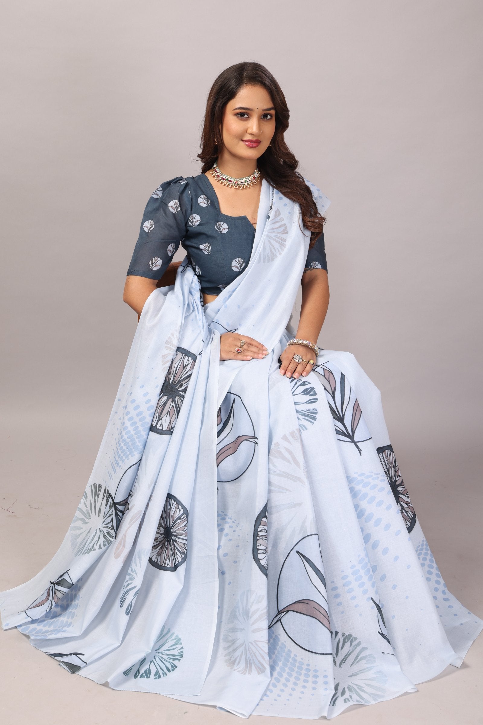 Indulekha — Breeze Floral Mull Cotton Saree