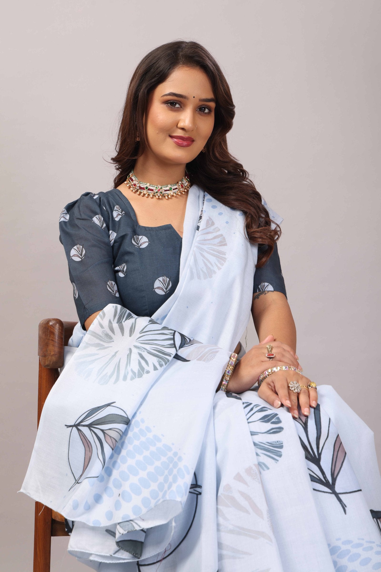 Indulekha — Breeze Floral Mull Cotton Saree