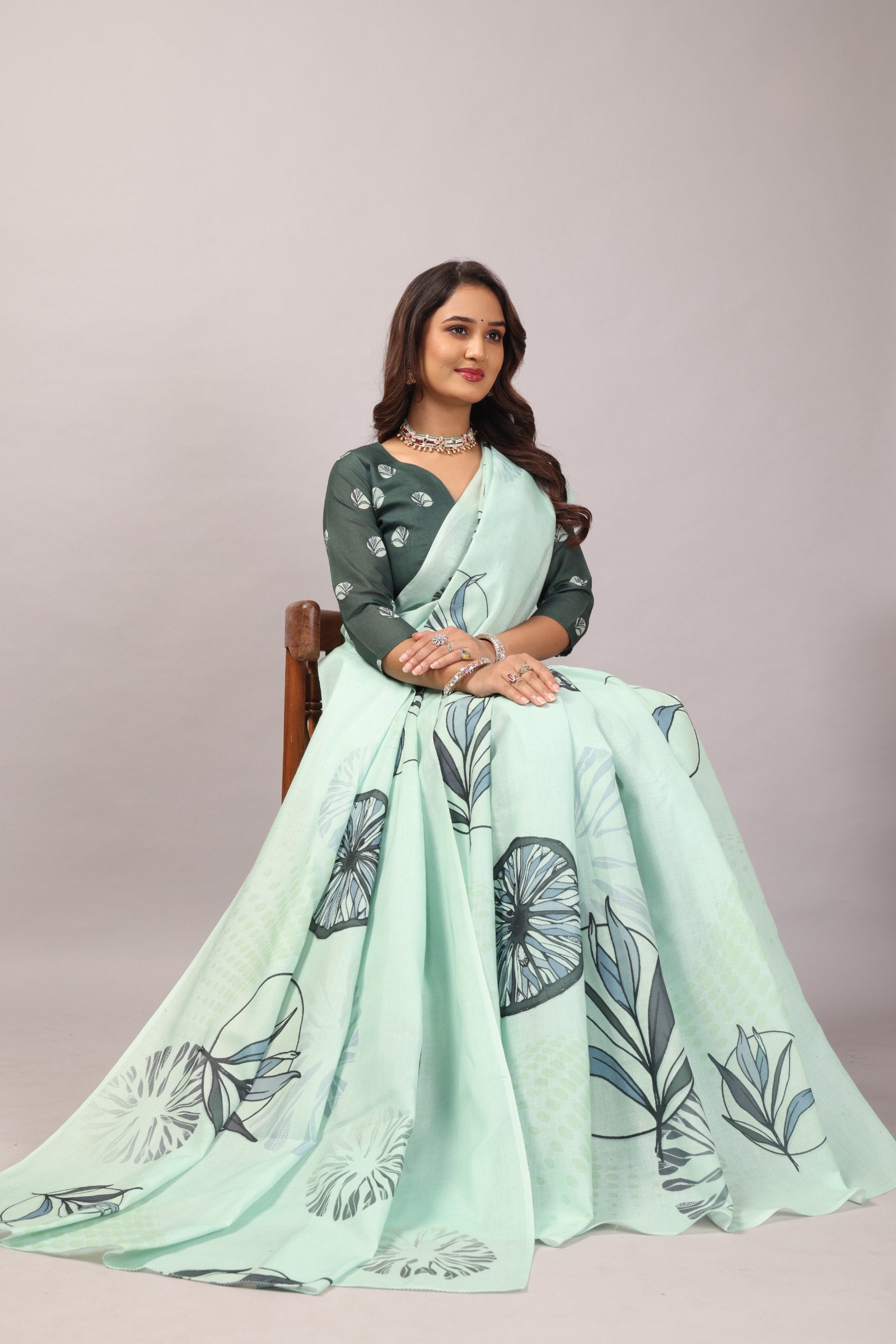 Iravati — Breeze Floral Mull Cotton Saree