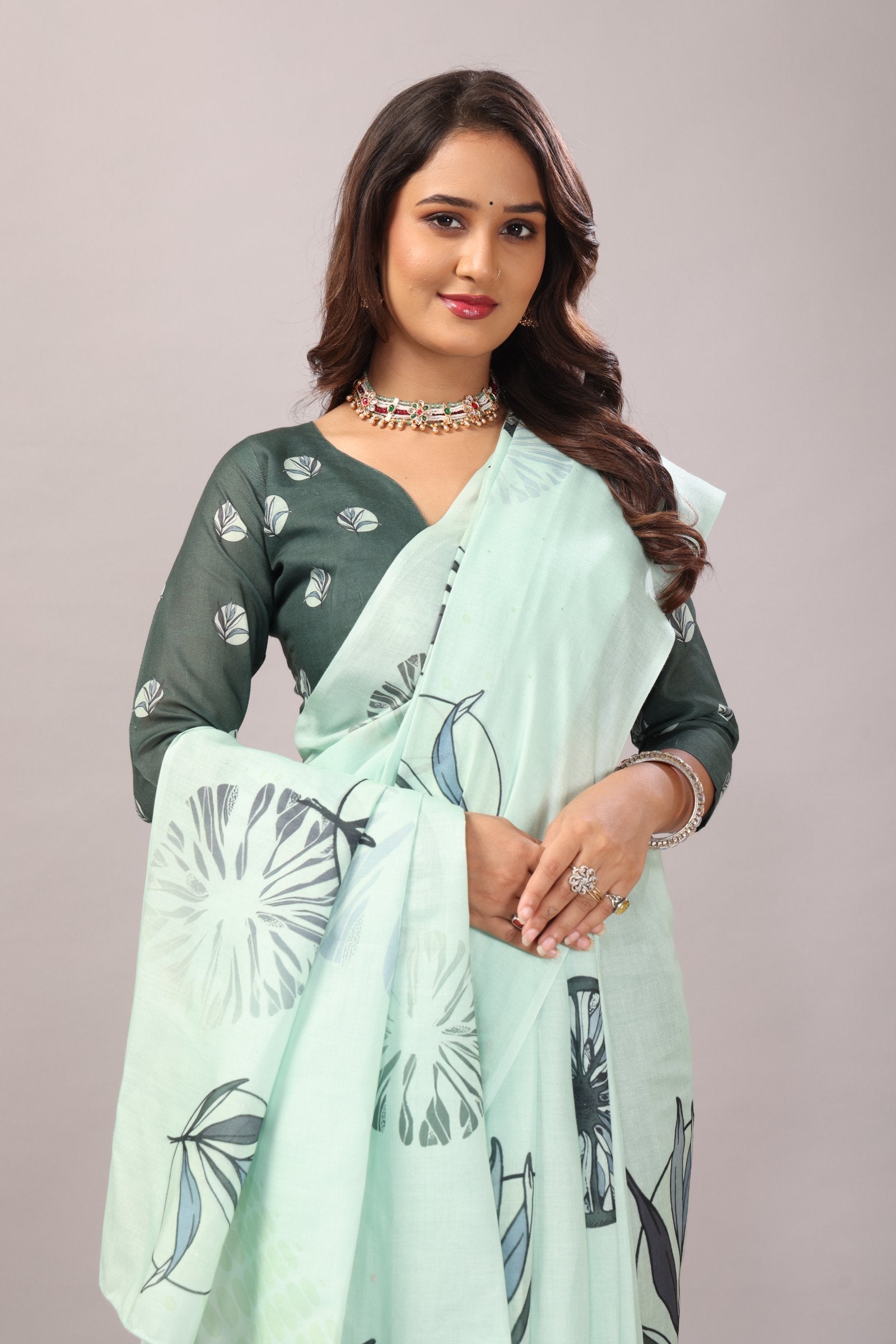 Iravati — Breeze Floral Mull Cotton Saree