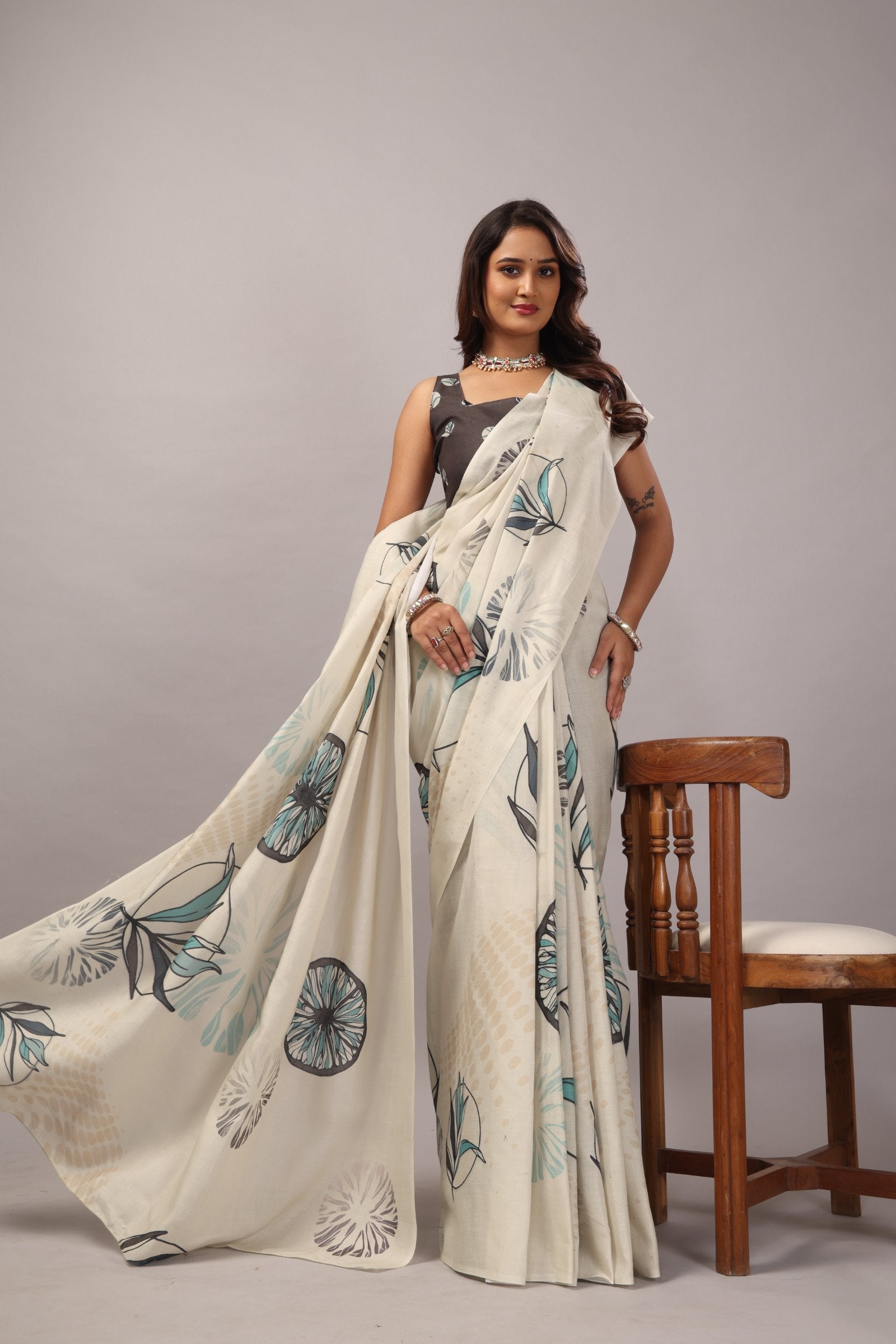 Ishani — Breeze Floral Mull Cotton Saree