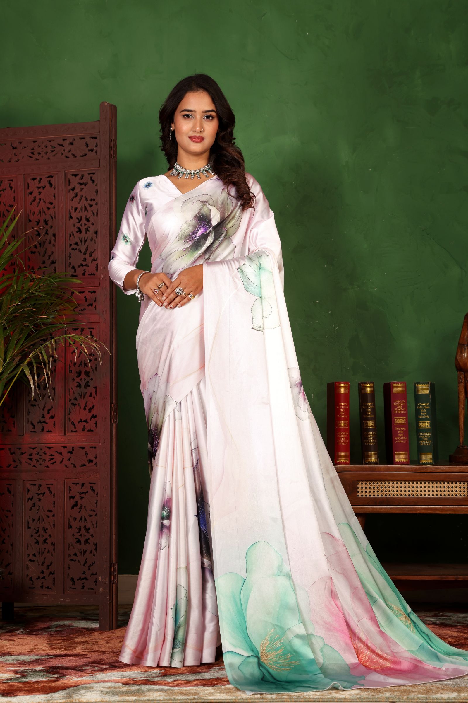 Kairavi — Blooming Light Satin Silk Saree