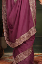 Kalyani — Royal Plain Star Georgette Embroidered Saree