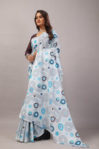 Kavitha — Geometric Pattern Cotton Linen Saree