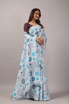 Kavitha — Geometric Pattern Cotton Linen Saree