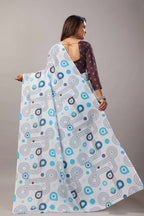 Kavitha — Geometric Pattern Cotton Linen Saree