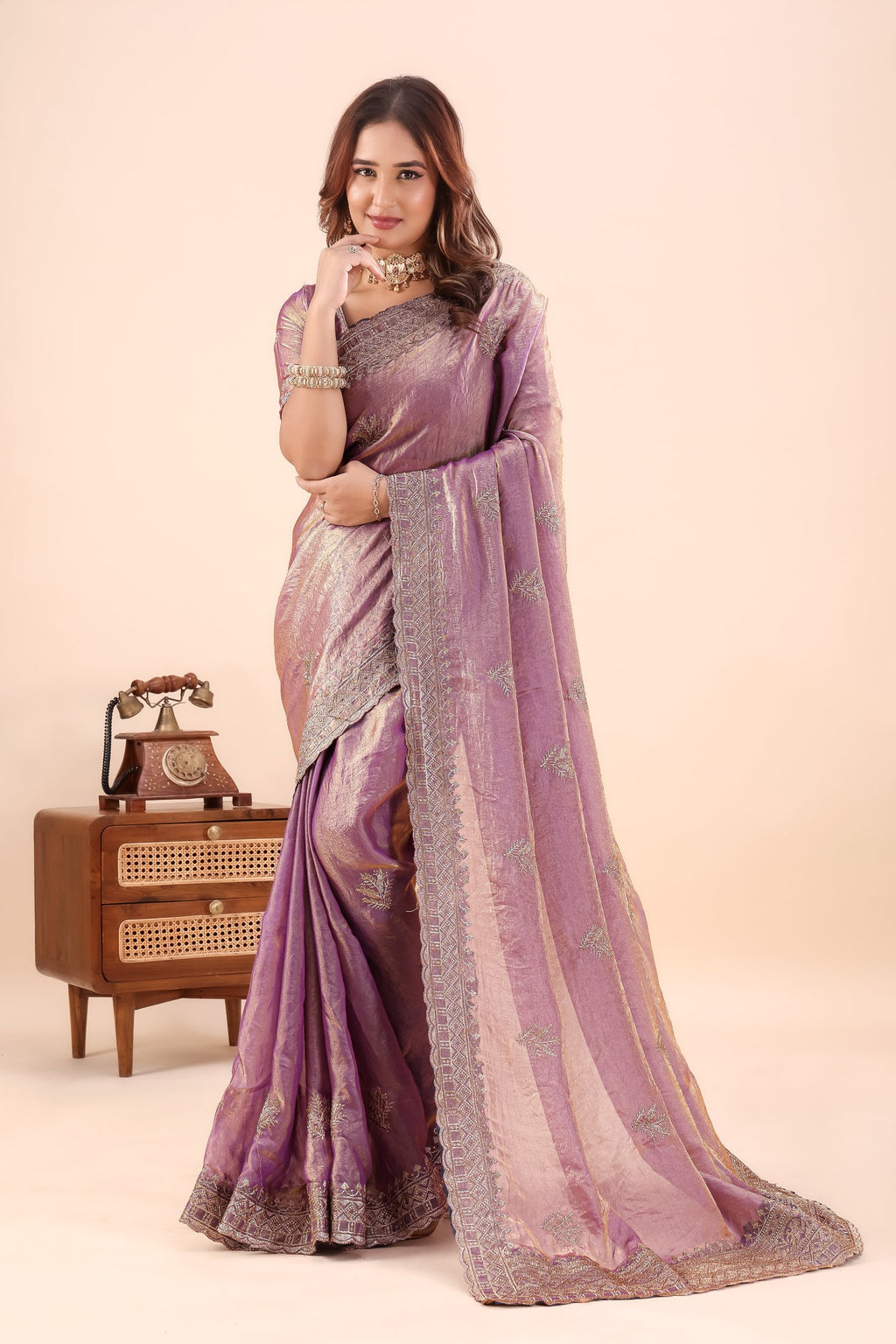 Lilavathi — Lavender Satin Silk Ombre Embroidered Saree
