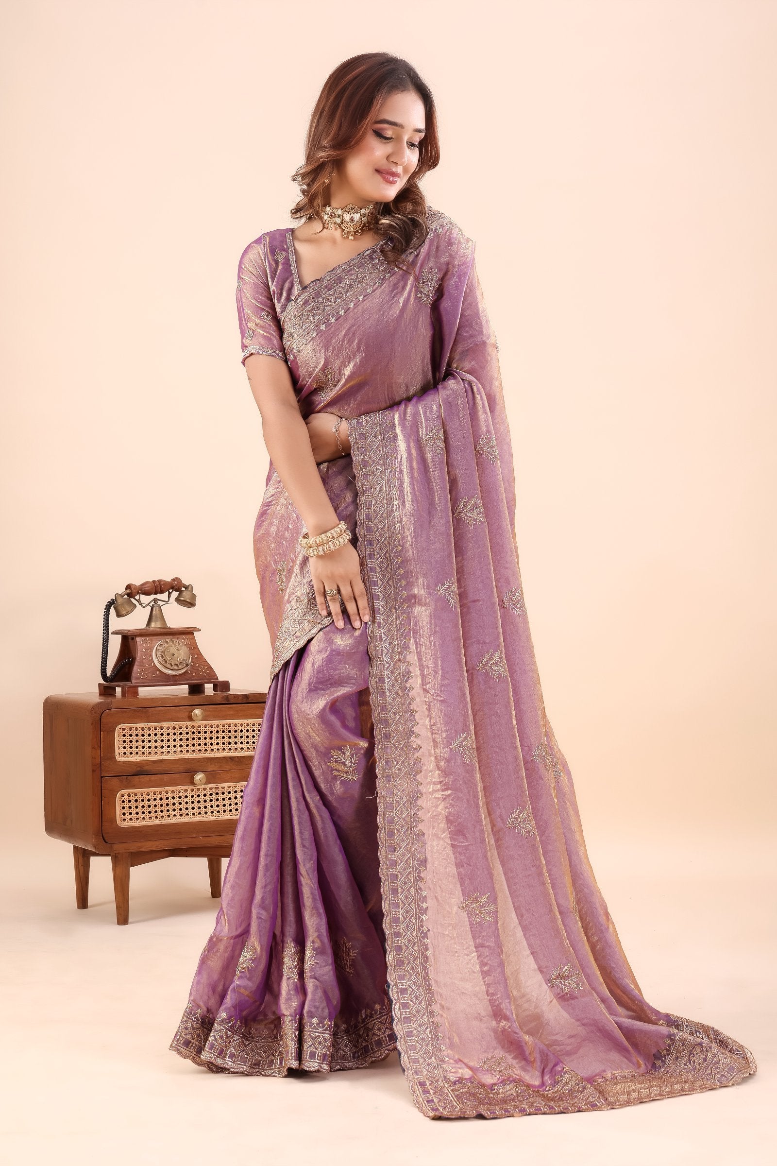 Lilavathi — Lavender Frendy Satin Ombre Embroidered Saree