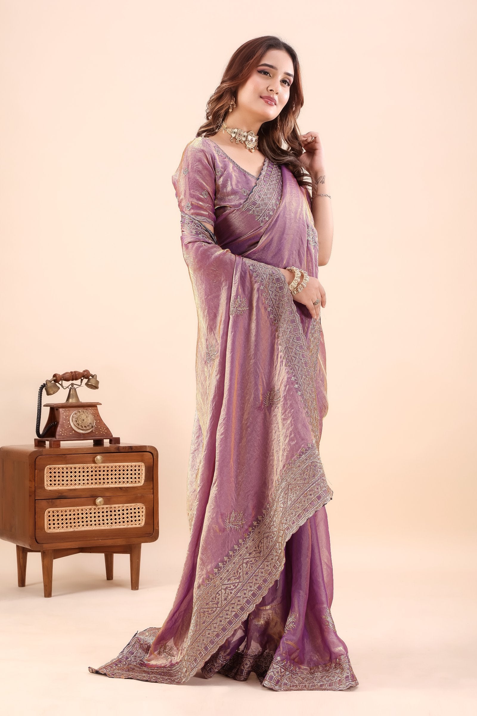 Lilavathi — Lavender Frendy Satin Ombre Embroidered Saree