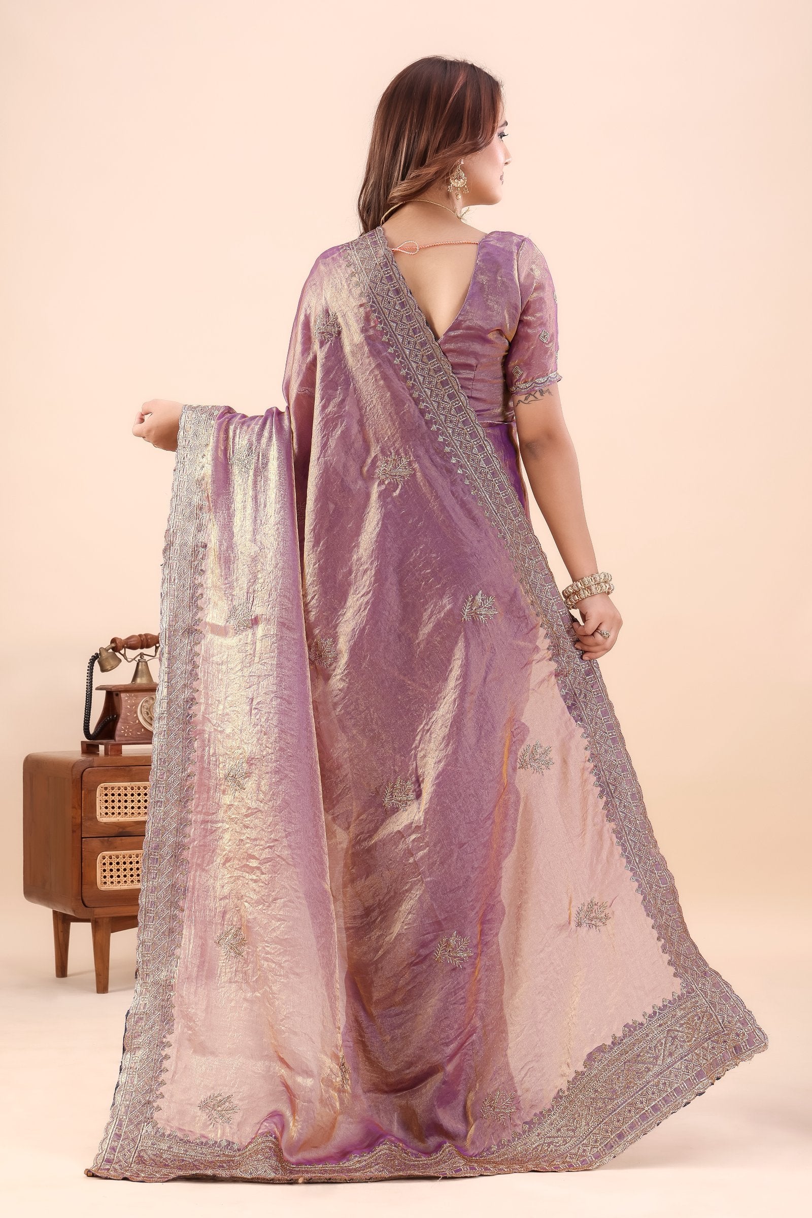 Lilavathi — Lavender Frendy Satin Ombre Embroidered Saree