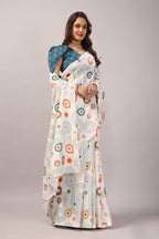 Manjari — Geometric Pattern Cotton Linen Saree