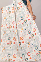 Manjari — Geometric Pattern Cotton Linen Saree