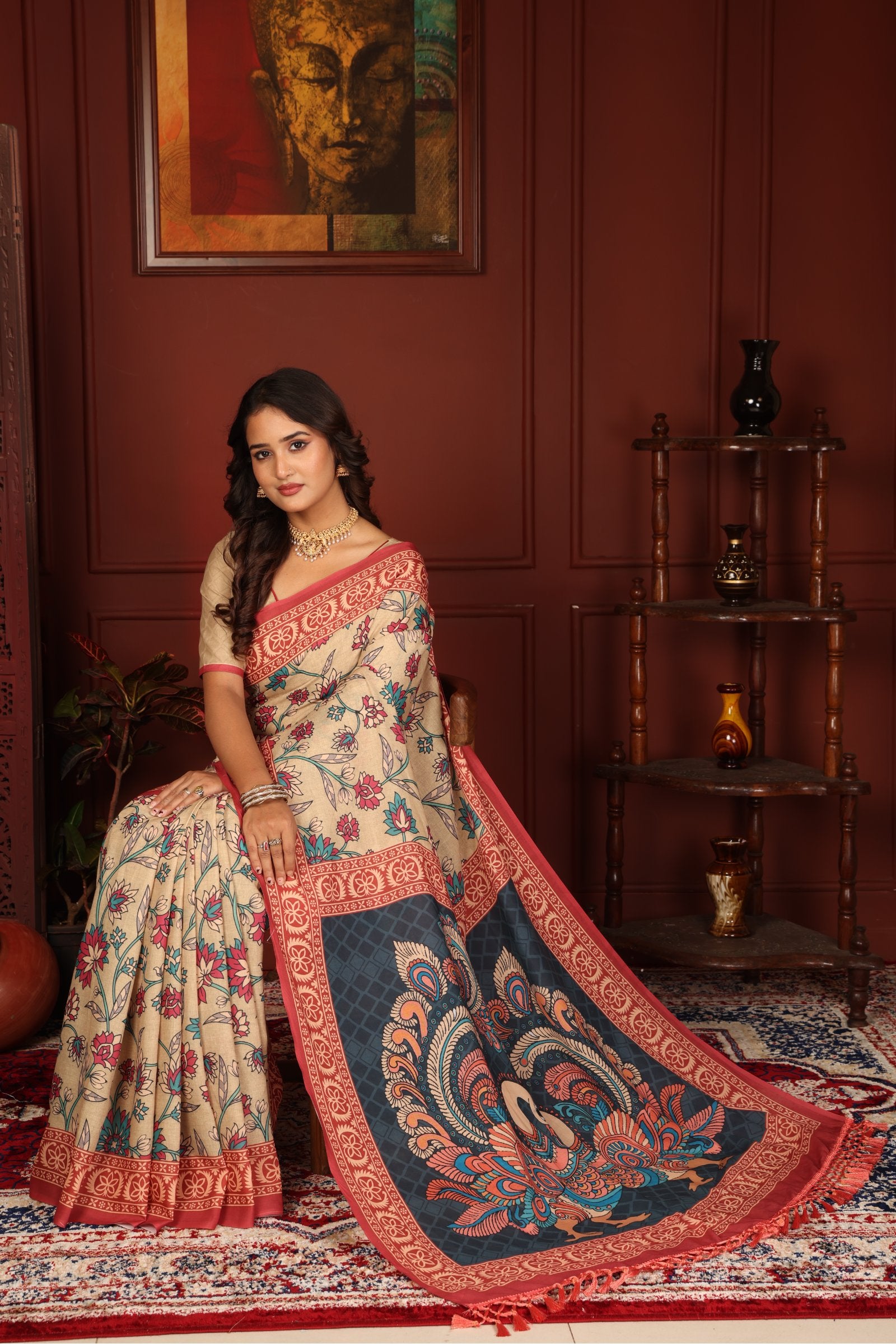 Mayilika — The Royal Peacock Heritage Mull Cotton Saree