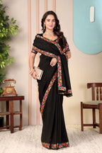 Medhika — Festive Black Vichitra Silk Saree