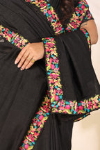Medhika — Festive Black Vichitra Silk Saree