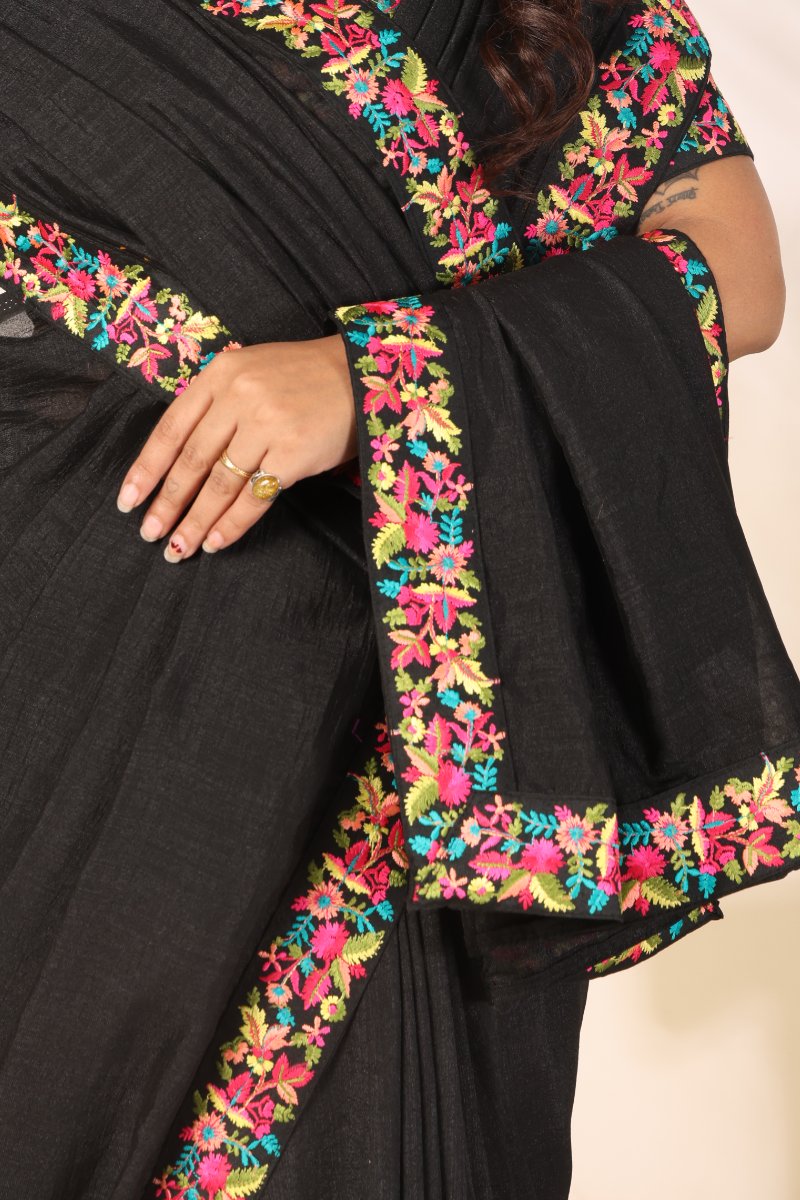 Medhika — Festive Black Vichitra Silk Saree