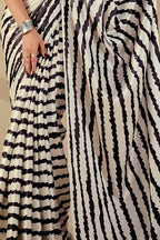 Nalanda — Monochrome Abstract Japan Satin Print Saree