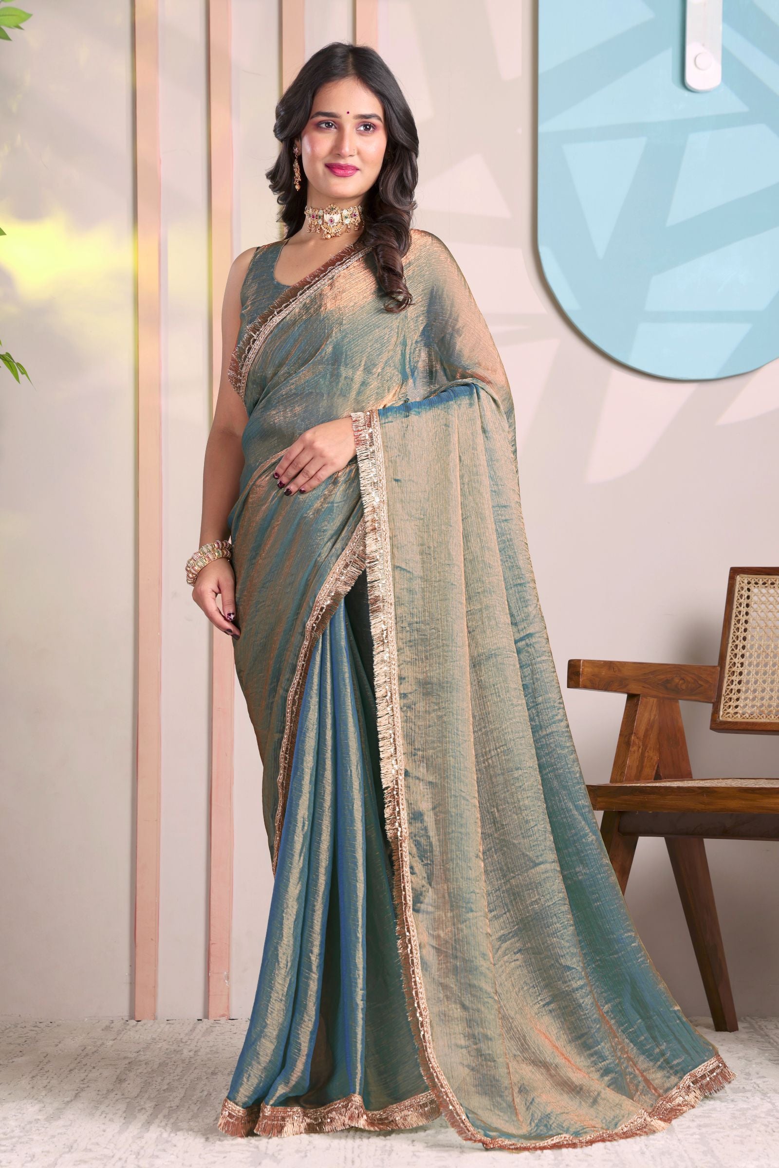 Neerja — Soft Blue Festive Frendy Saree