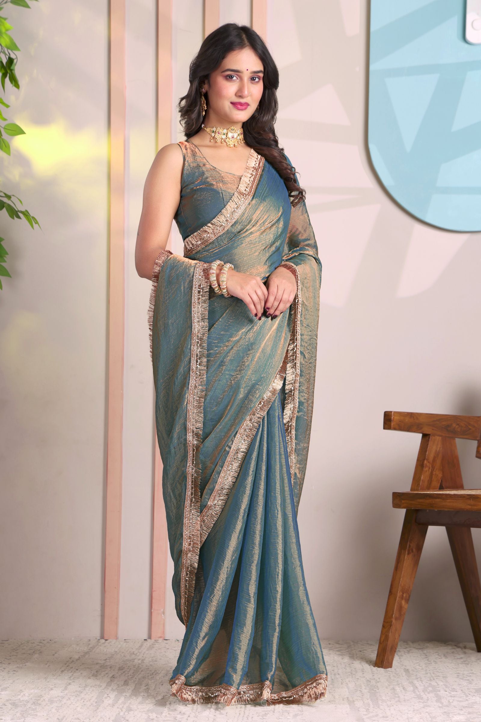 Neerja — Soft Blue Festive Frendy Saree