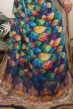 Patralekha — Multicolor Leaf Printed Georgette Saree