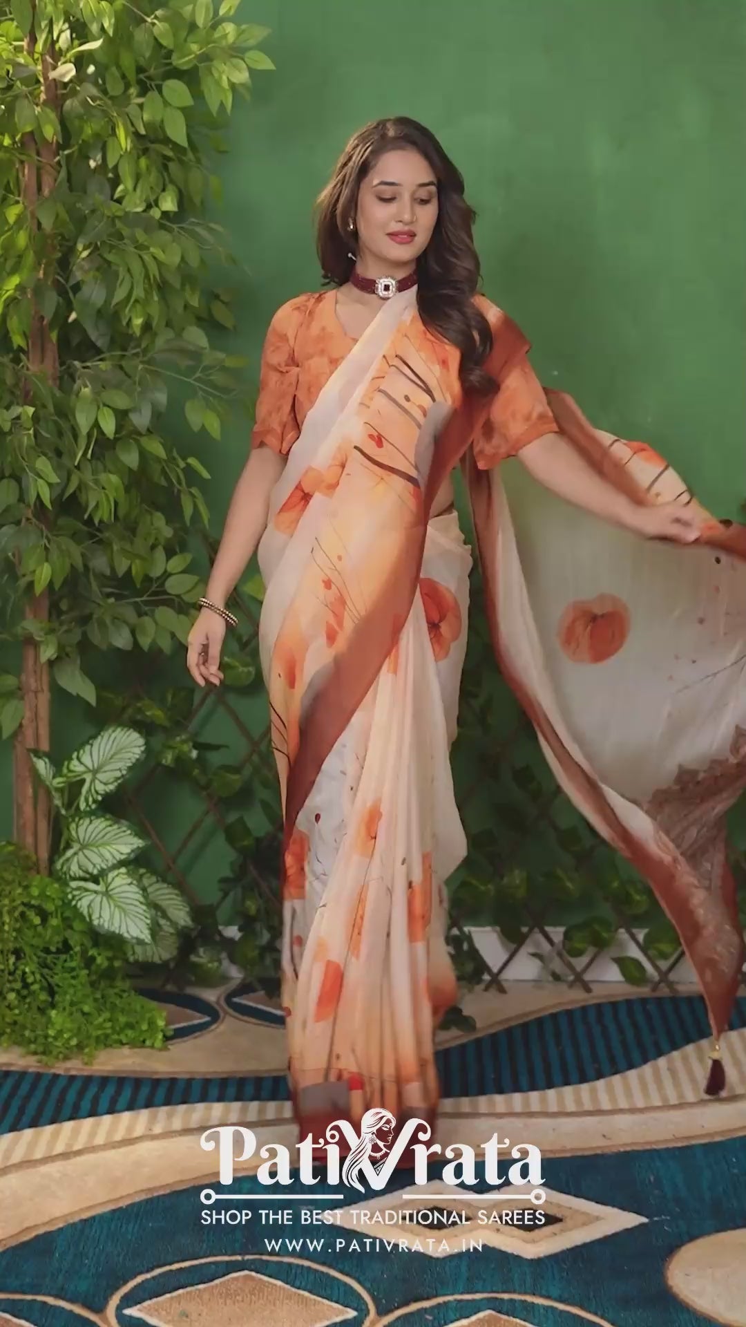 Tarunika — Blossom Print Viscose Organza Saree