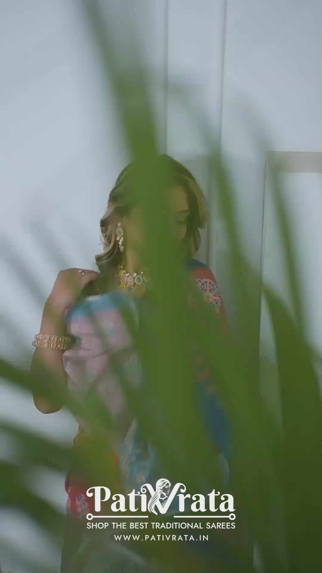 Sampada — Rose and Blue Patola Print Cotton Linen Saree