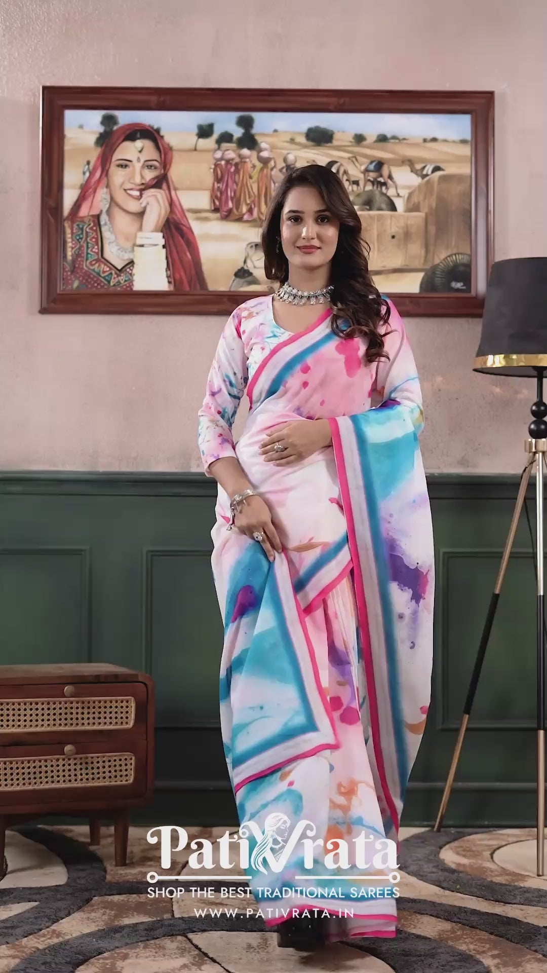 Chitralekha — Color Bloom Festive Mull Cotton Saree